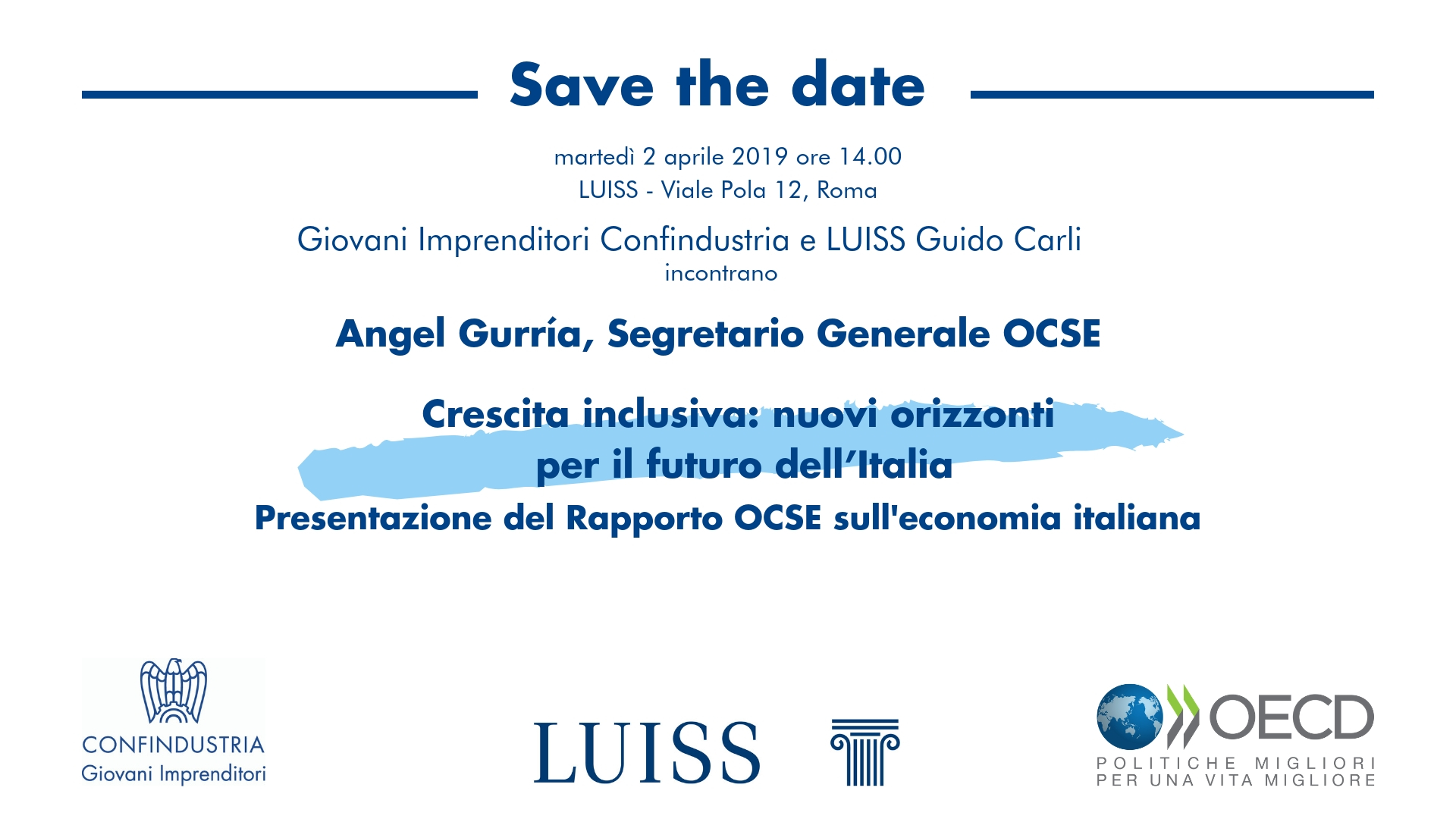 Save The Date - incontro Angel Gurria